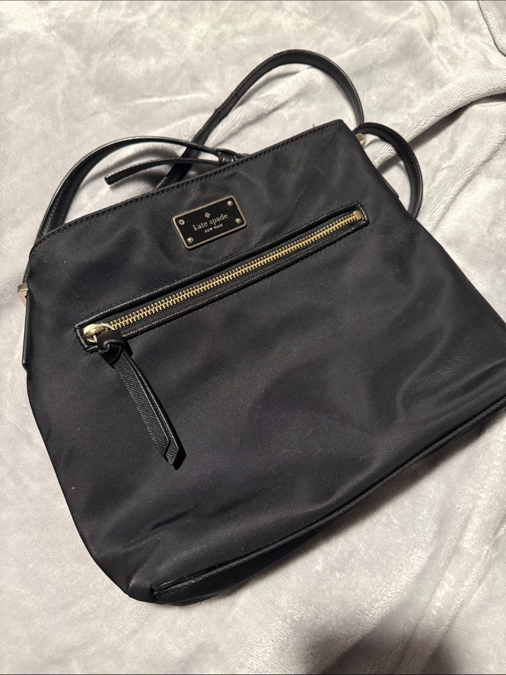 kate spade Black Nylon Crossbody with Gold Hardware